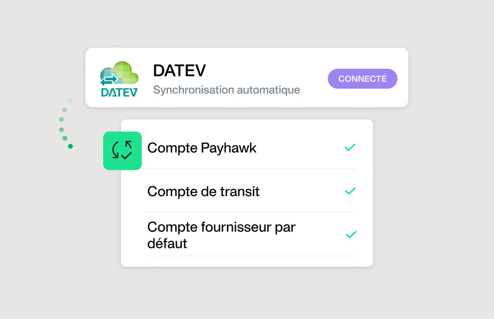 Illustration de la synchronisation entre Payhawk et DATEV